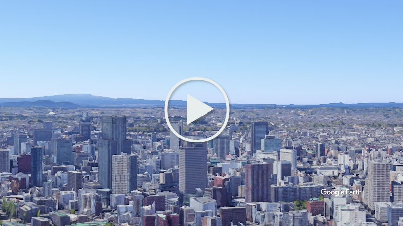 仙台市街から電磁材料研究所へのGoogle Earth動画